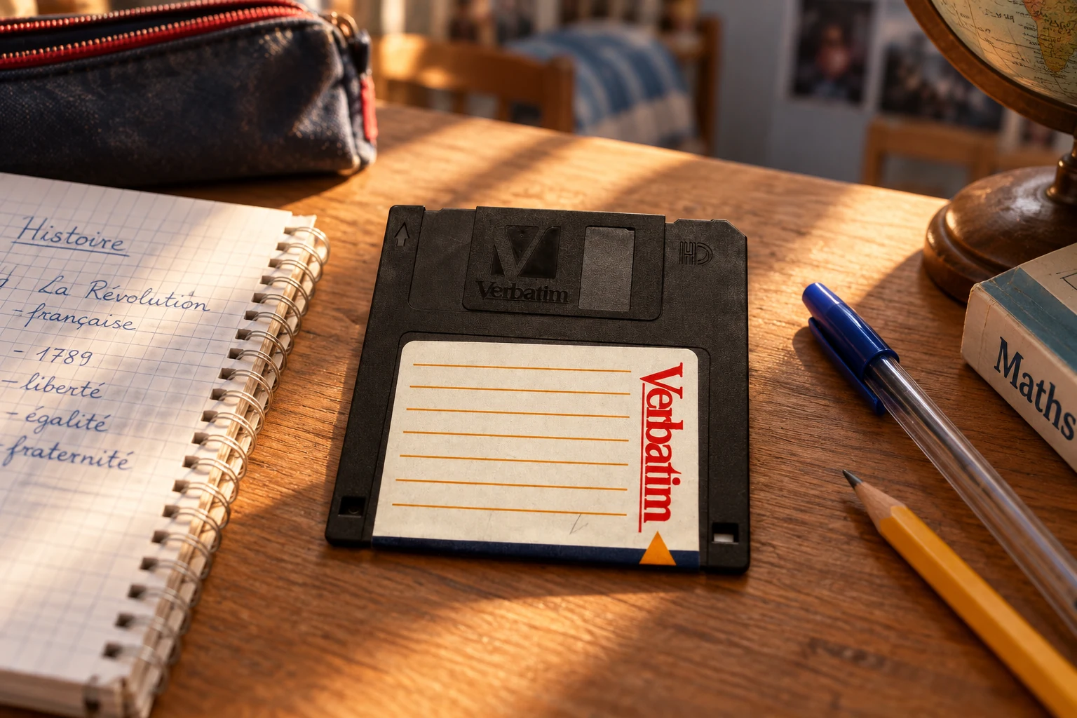 Scène reconstituée autour de La disquette 3,5″