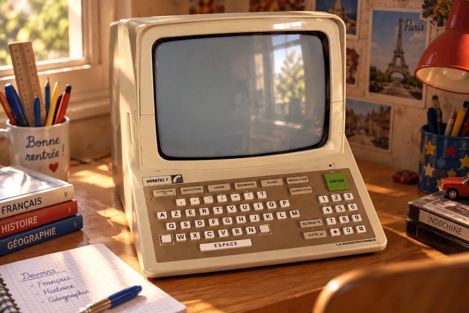 Scène reconstituée autour de Le Minitel