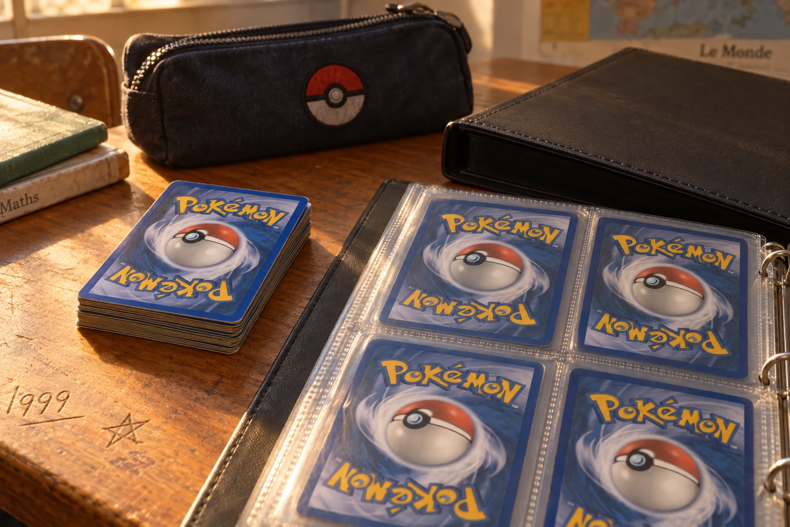Scène reconstituée autour de Les cartes Pokémon