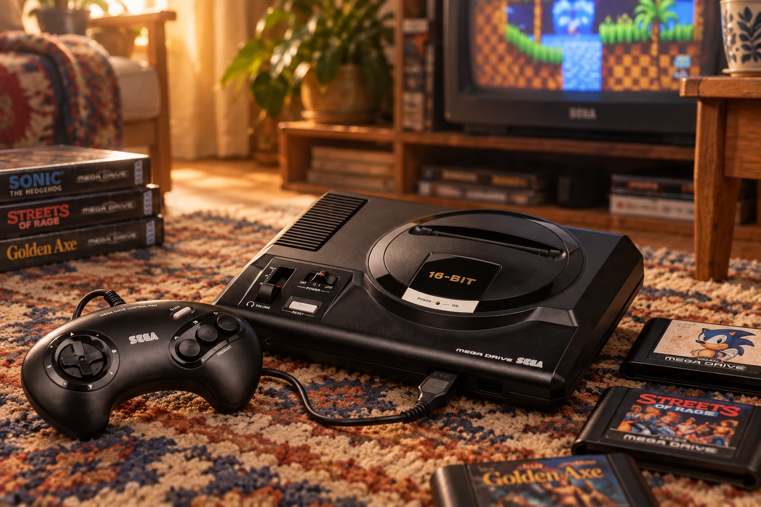 Scène reconstituée autour de Mega Drive